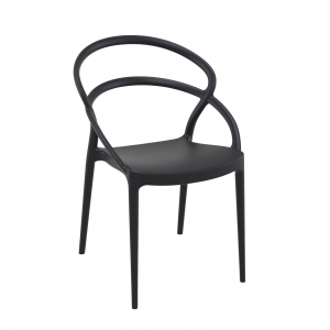 Chaise de jardin tendance empilable en polypropylène noir - Pia