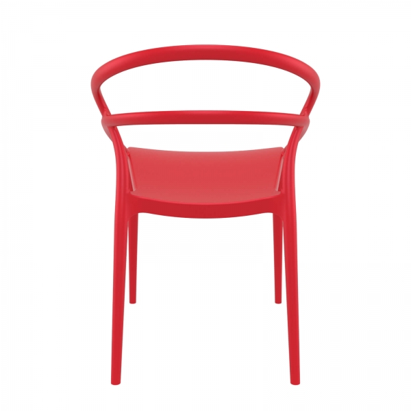 Chaise de jardin tendance empilable en plastique rouge - Pia - 6