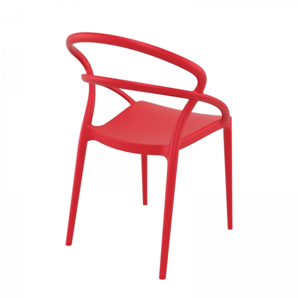 Chaise de jardin tendance empilable en polypropylène rouge - Pia - 7