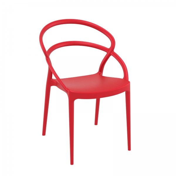 Chaise tendance empilable en plastique rouge - Pia - 11