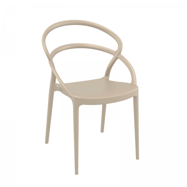 Chaise tendance empilable en plastique taupe - Pia - 2