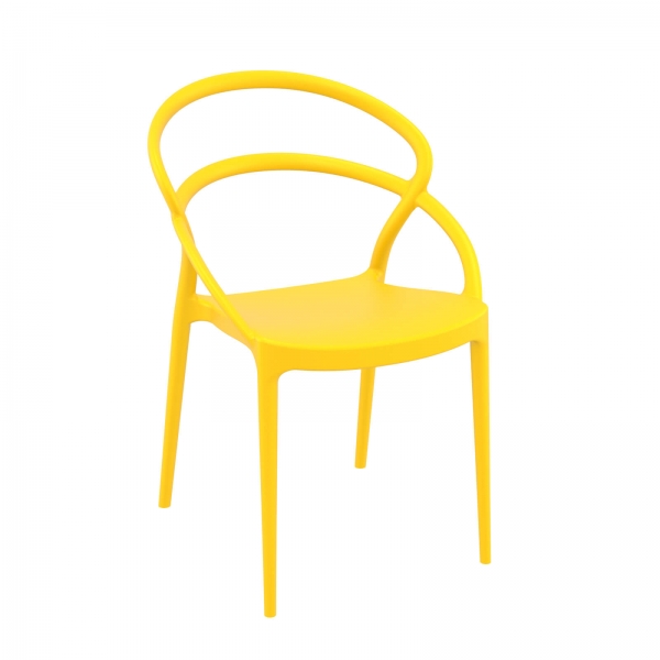 Chaise tendance empilable en plastique jaune - Pia - 12