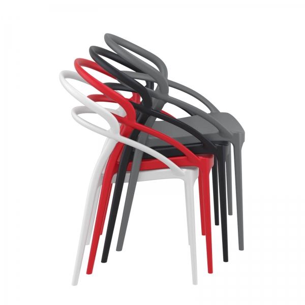 Chaise design moderne empilable en plastique coloré - Pia - 14