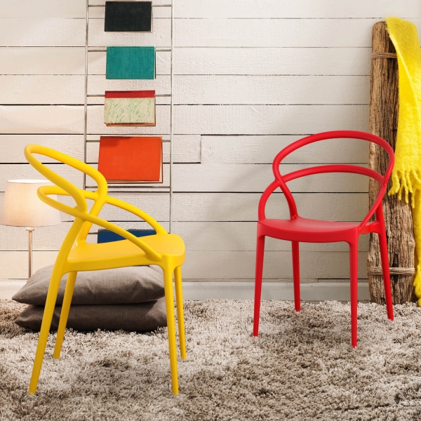 Chaise design moderne empilable en plastique coloré - Pia - 7