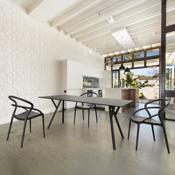Chaise tendance empilable en polypropylène noir - Pia - 8