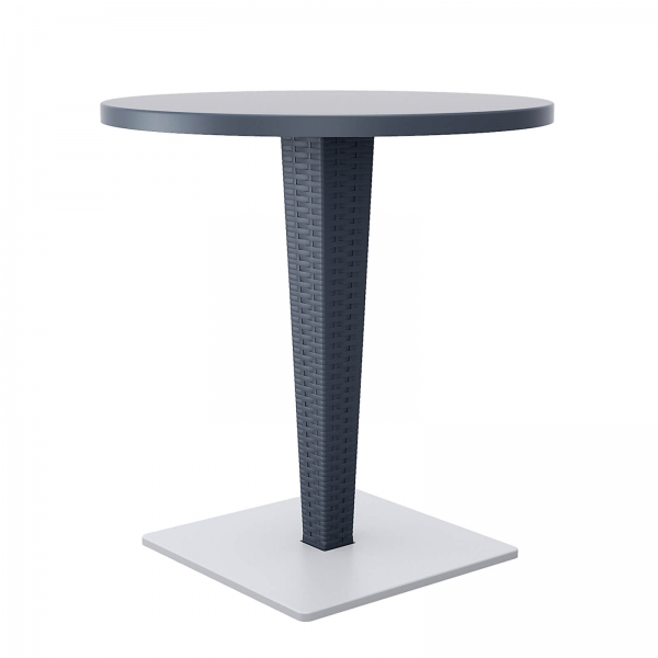 Table de jardin ronde en résine tressée et plateau werzalit - Riva - 3