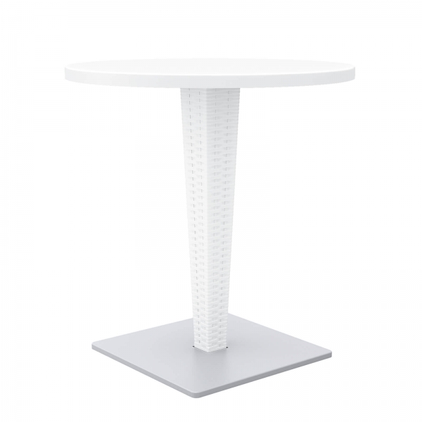 Table de jardin ronde en résine tressée et plateau werzalit - Riva - 2