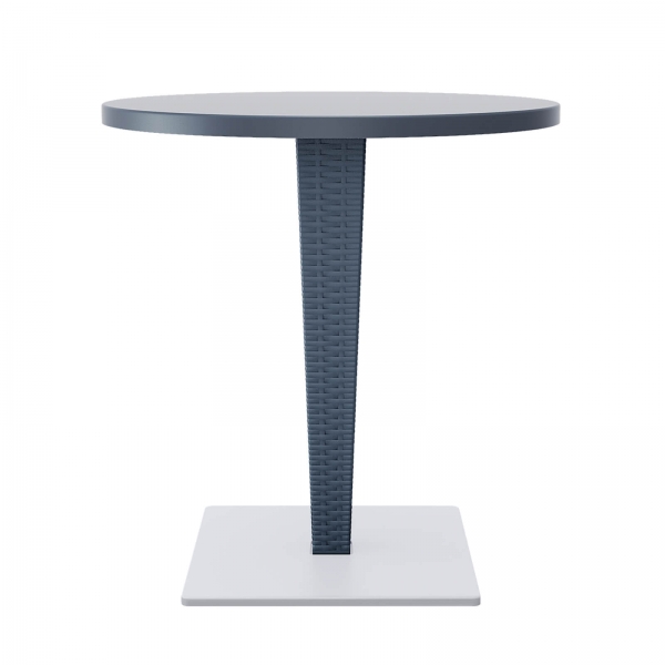 Table de jardin ronde en résine tressée et plateau werzalit - Riva - 4