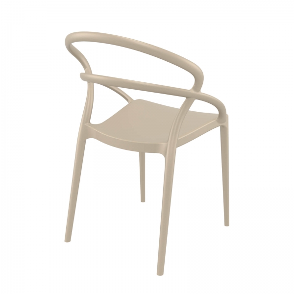 Chaise tendance empilable en plastique taupe - Pia - 6