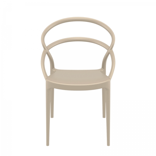 Chaise tendance empilable en plastique taupe - Pia - 3