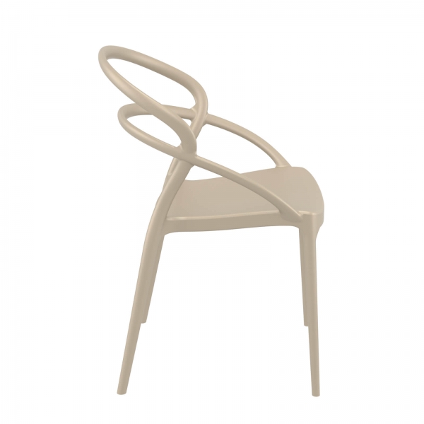 Chaise tendance empilable en plastique taupe - Pia - 4