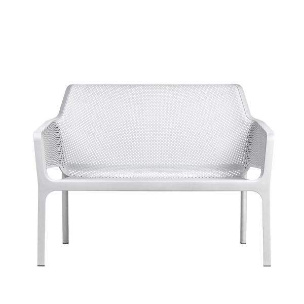 Banquette de jardin 2 places en plastique blanc - 9