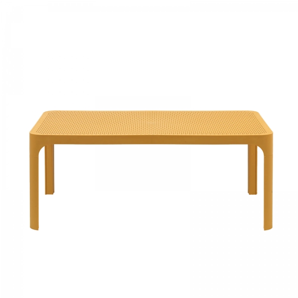 Table basse de jardin moderne avec plateau moutarde micro-perforé 100 x 60 cm - Net - 10