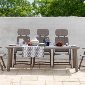 Table de jardin extensible en polypropylène et aluminium grège - Libeccio