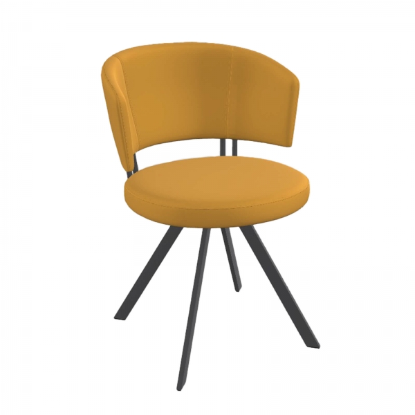 Chaise de salle à manger tendance jaune - 9