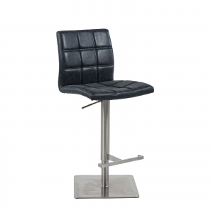 Tabouret réglable en hauteur contemporain revêtement noir et pied métal