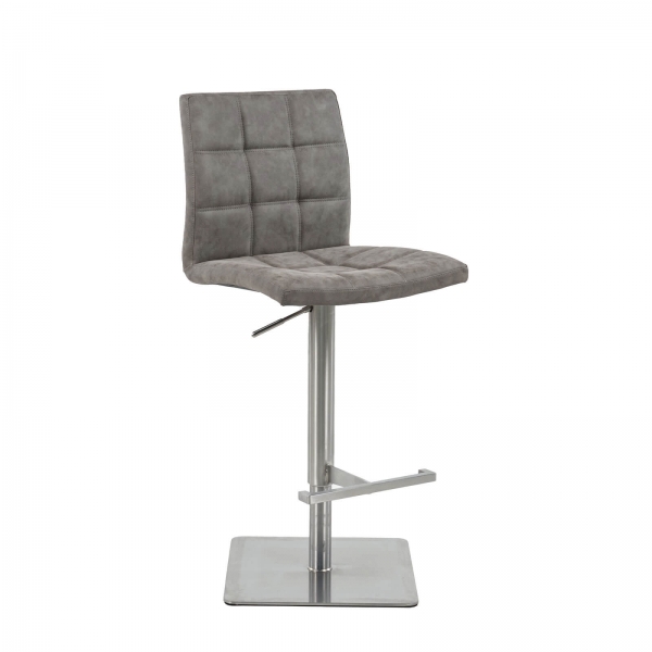 Tabouret réglable en hauteur contemporain revêtement gris et pied métal - 2