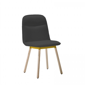 Chaise rembourrée pieds bois et revêtement synthétique- Köln Moblibérica