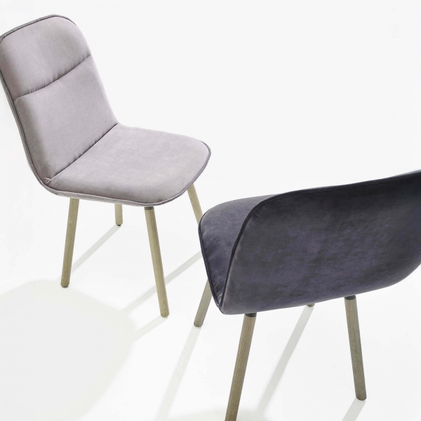 Chaise rembourrée espagnole en tissu et pieds bois - Köln Moblibérica - 3