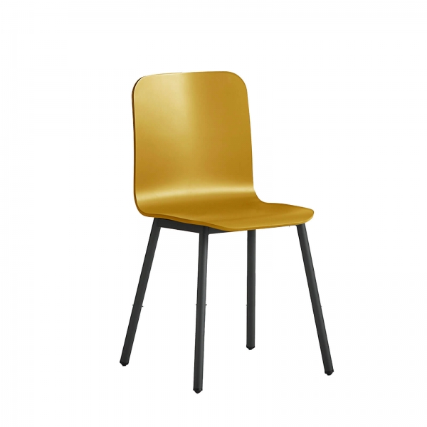 Chaise avec assise en bois et pieds en métal noir - Pepper Mobliberica - 2