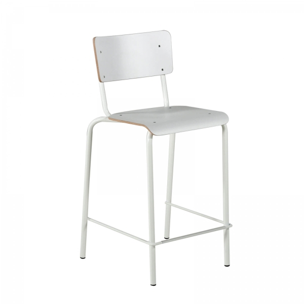 Tabouret vintage en bois et métal gris - Barcollège - 2