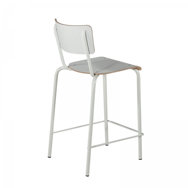 Tabouret vintage en bois et métal gris - Barcollège - 7