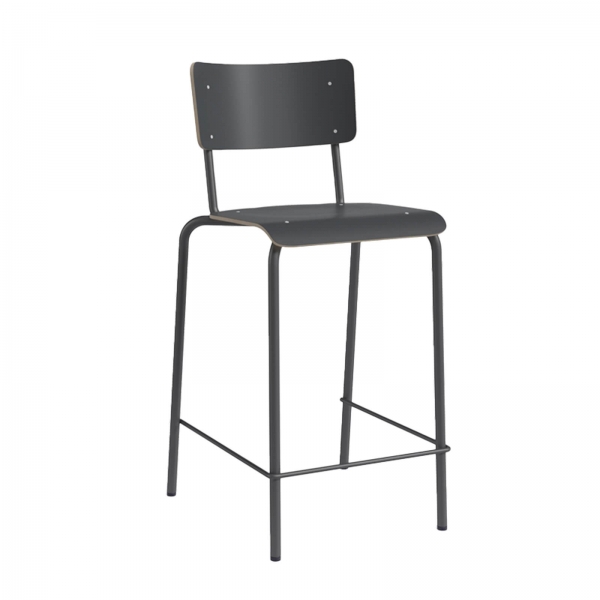 Tabouret vintage en bois et métal noir - Barcollège - 9