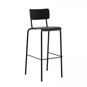 Tabouret de bar noir avec dossier style vintage - College