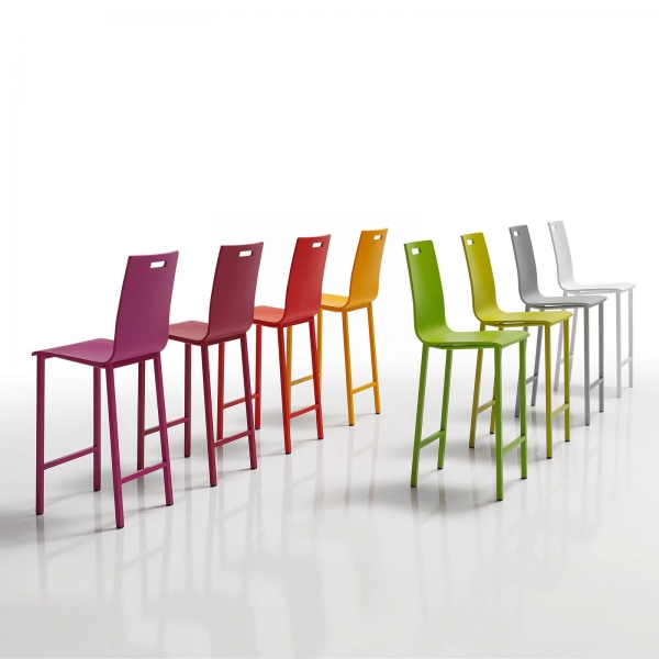 Tabouret avec dossier moderne en bois et métal - 4