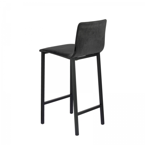 Tabouret en tissu noir dossier bas avec pieds en métal - Koko Mobliberica® - 5