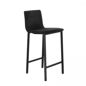 Tabouret snack en tissu noir dossier bas avec pieds en métal - Koko Mobliberica®
