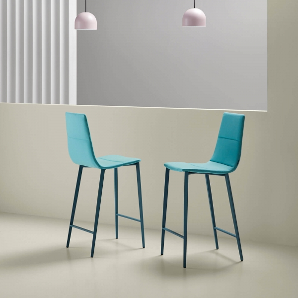 Tabouret hauteur 65 cm assise matelassée en tissu - Salt Mobliberica - 4