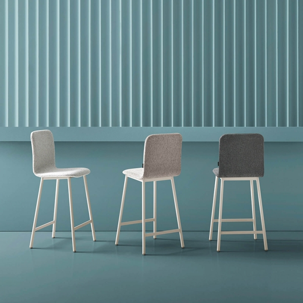Tabouret snack avec assise tissu et pieds en métal - Pepper - 4