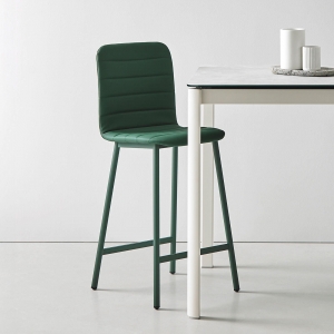 Tabouret snack moderne matelassé en simili et métal - Pepper Mobliberica