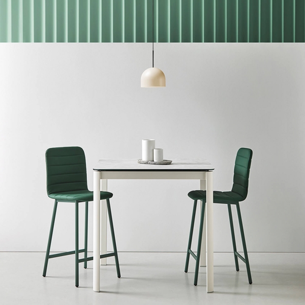 Tabouret haut moderne matelassé en simili et métal - Pepper Mobliberica - 2