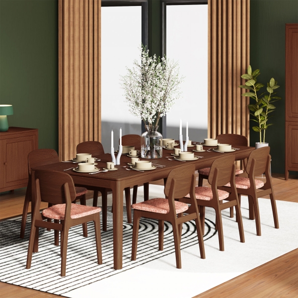 Table rectangulaire à manger avec allonges en bois - Fiera - 3