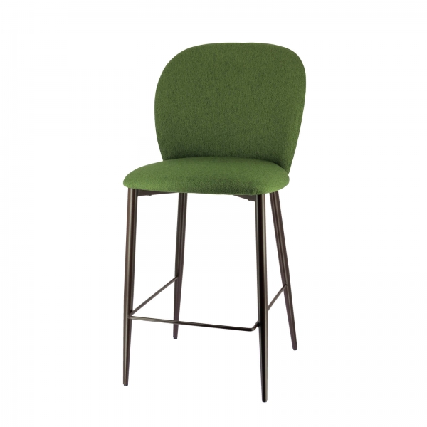 Tabouret haut en tissu vert avec pieds en métal - Odette - 10