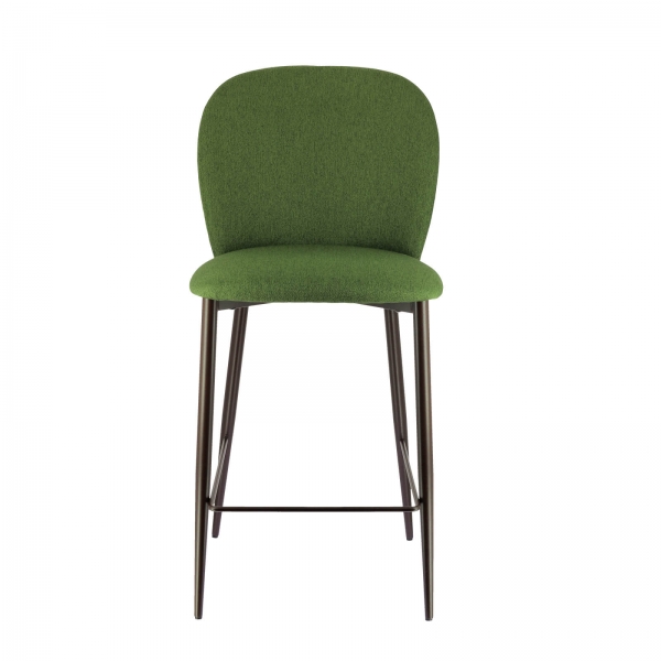 Tabouret snack en tissu vert fabrication italienne avec pieds en métal - Odette - 3