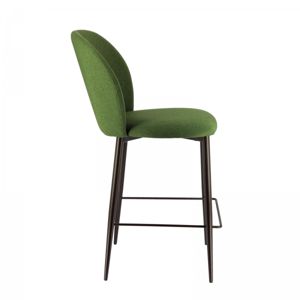 Tabouret snack contemporaine en tissu vert avec pieds en métal - Odette - 7