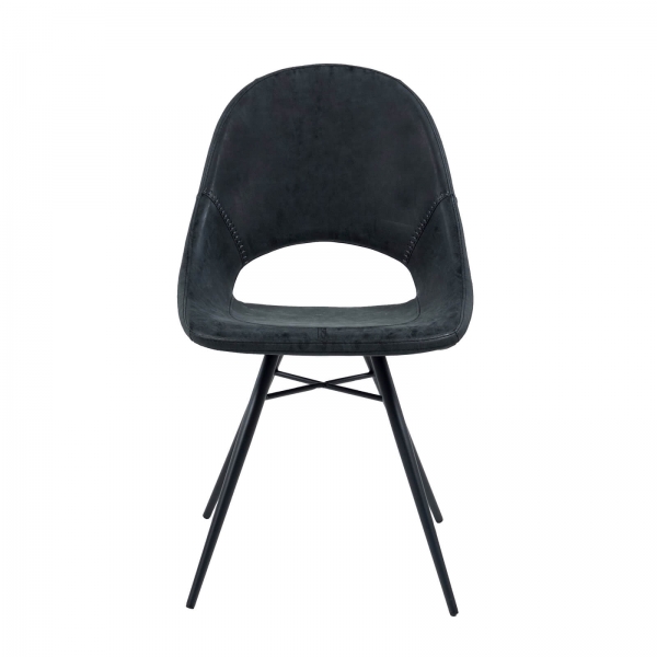 Chaise design avec coque ajourée noire - Isabelle - 2