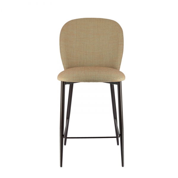 Tabouret haut en tissu bicolore avec pieds en métal - Odette - 2