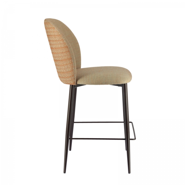 Tabouret hauteur 65 cm en tissu bicolore avec pieds en métal - Odette - 3