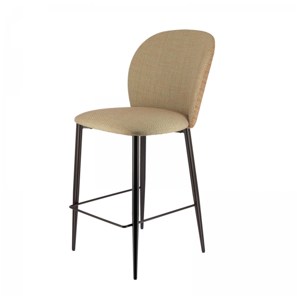 Tabouret en tissu bicolore avec pieds en métal - Odette - 7