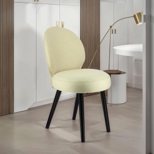 Chaise d’intérieur en tissu blanc avec piètement noir robuste - Severus