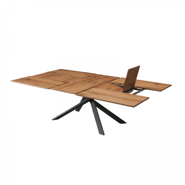 Table design rectangulaire extensible en bois et métal - 4x4 - 6