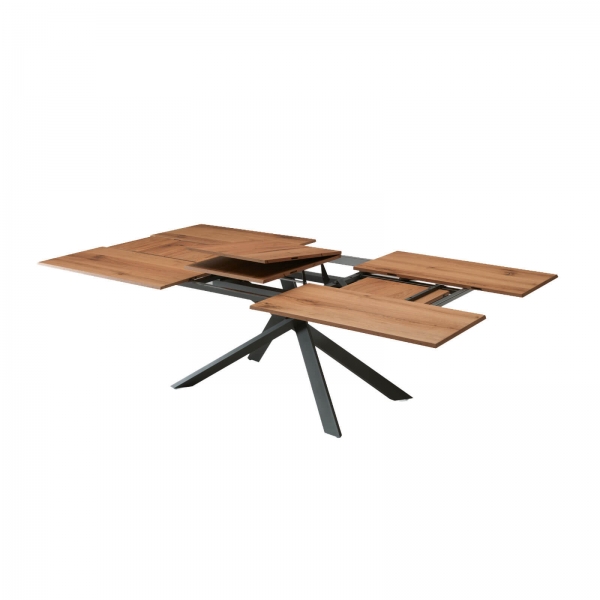 Table design rectangulaire extensible en bois et métal - 4x4 - 7