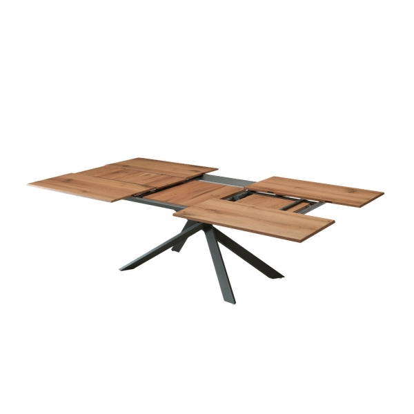 Table design rectangulaire extensible en bois et métal - 4x4 - 8