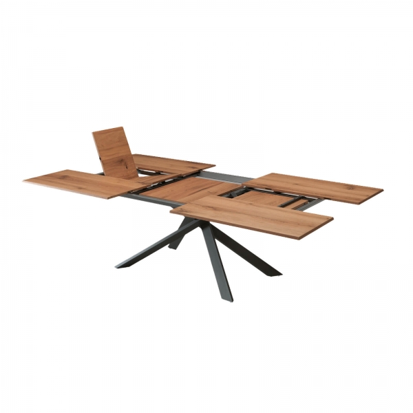 Table design rectangulaire extensible en bois et métal - 4x4 - 9