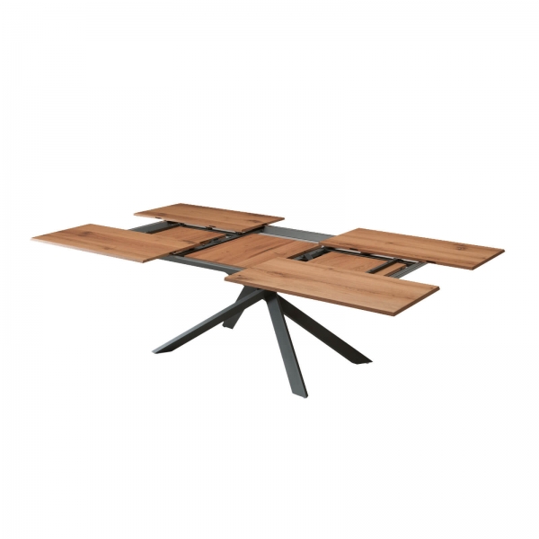 Table design rectangulaire extensible en bois et métal - 4x4 - 10