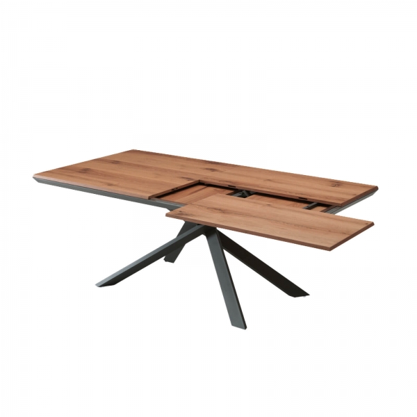 Table design rectangulaire extensible en bois et métal - 4x4 - 12